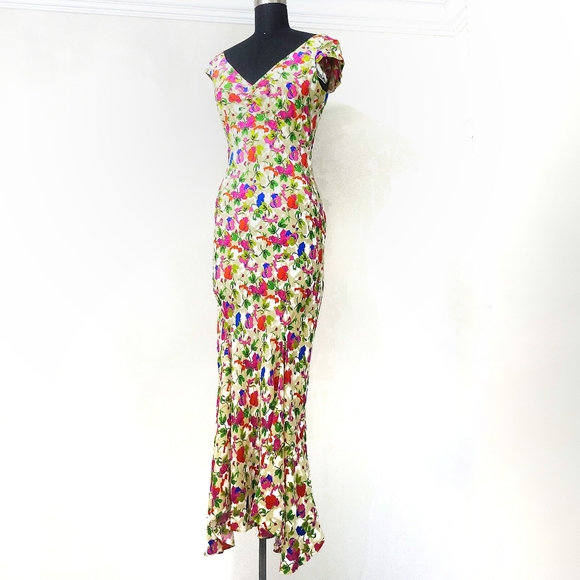 NWOT Saloni 90s Daphne-C Garden Party Silk Floral Slip Maxi Dress - Picture 6 of 16